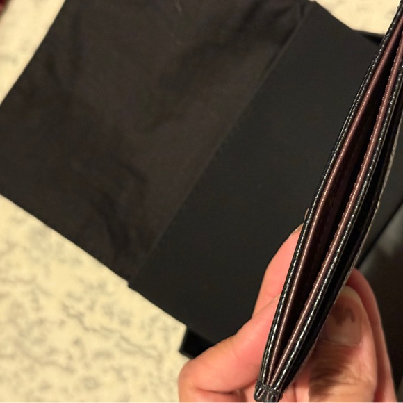 CHANEL Black Quilted Leather Card Holder with Gold Logo - Picture 2 of 7